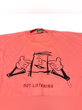 Vintage Not Listening Single Stitch Shirt Adult XL Embroidered